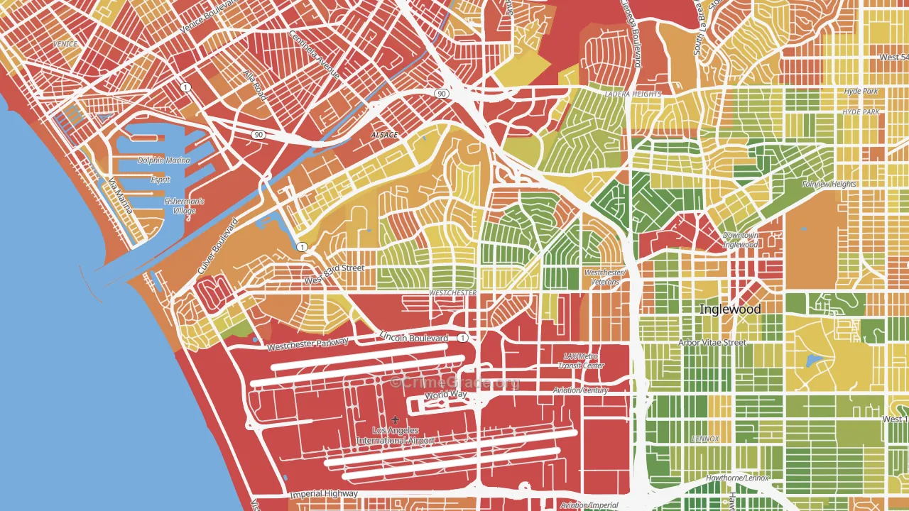 Westchester, Los Angeles, CA Map of Drug-Related Crime Rates