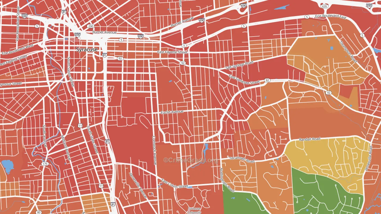 Westcott, Syracuse, NY Map of Drug-Related Crime Rates