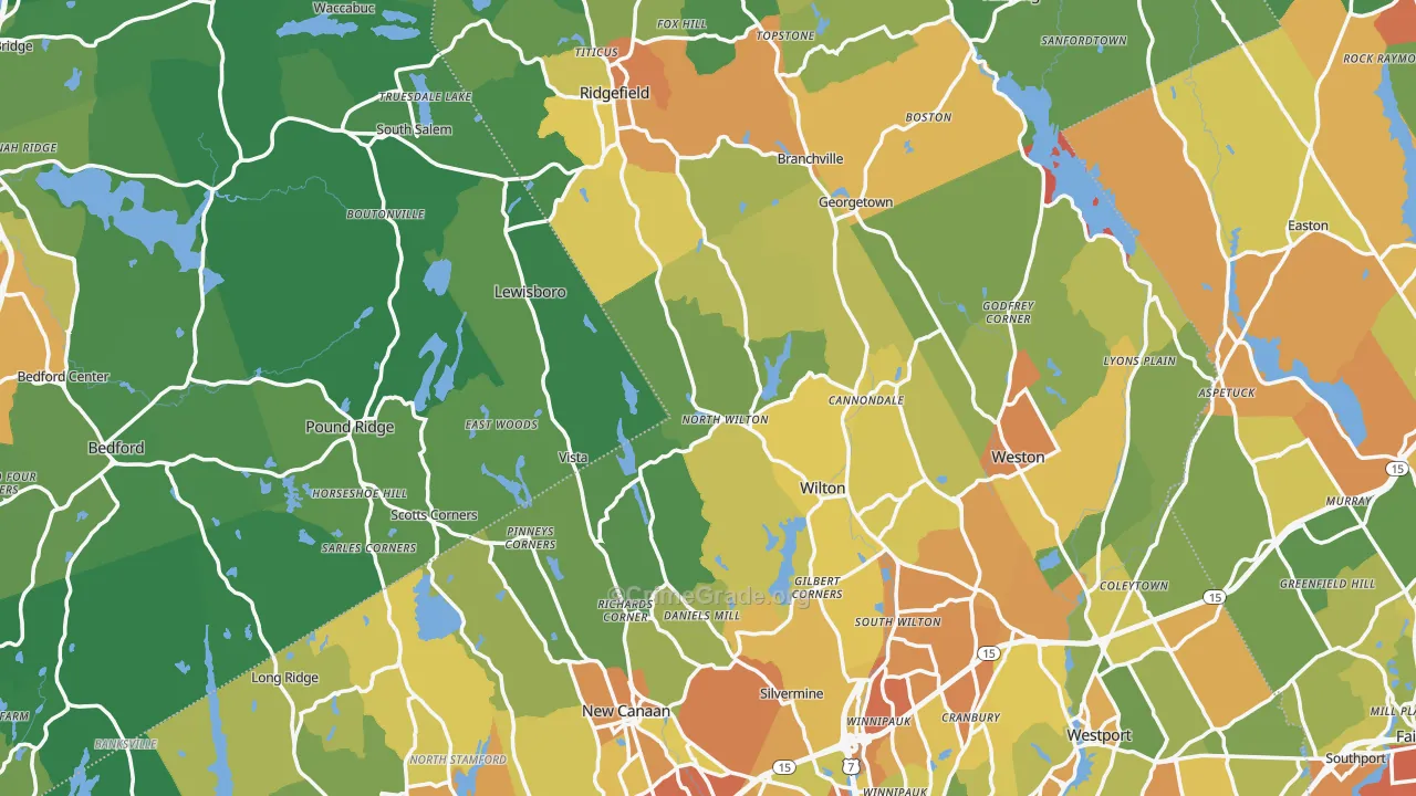 Western Connecticut Planning Region, CT Map of Drug-Related Crime Rates