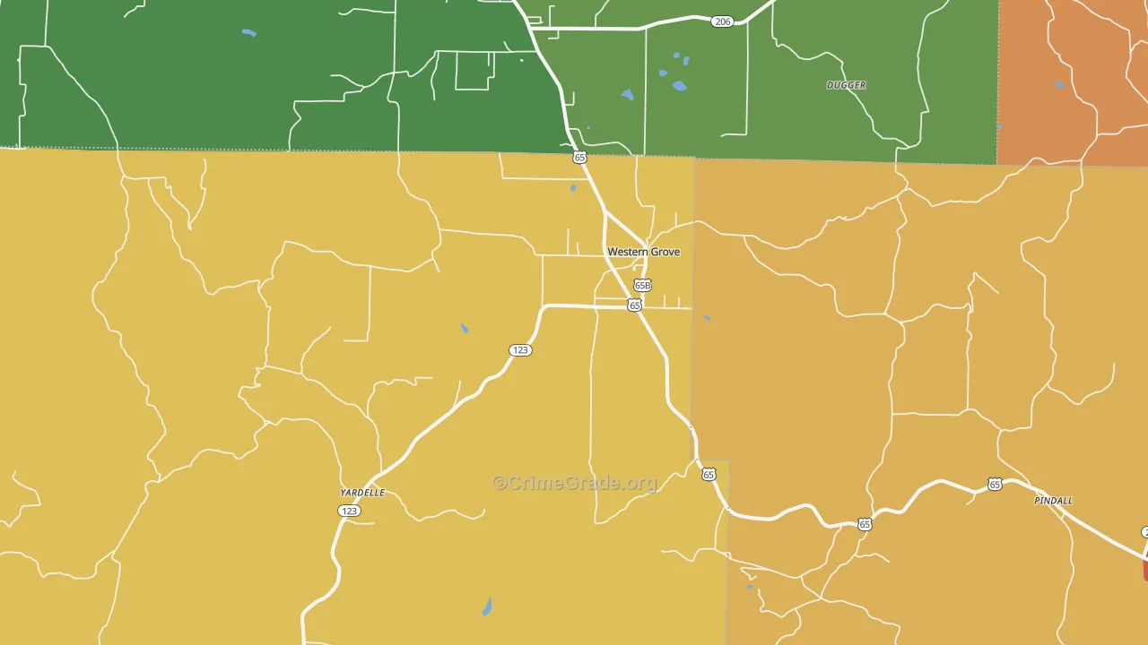 Western Grove, AR Map of Drug-Related Crime Rates