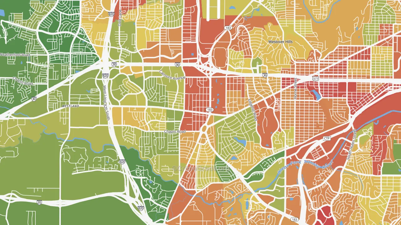 Western Hills Fort Worth, Fort Worth, TX Map of Drug-Related Crime Rates