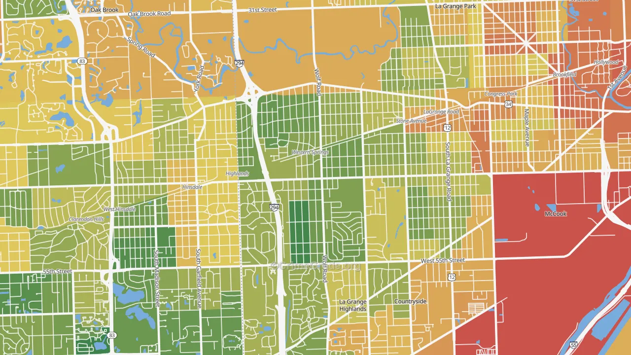 Western Springs, IL Map of Drug-Related Crime Rates