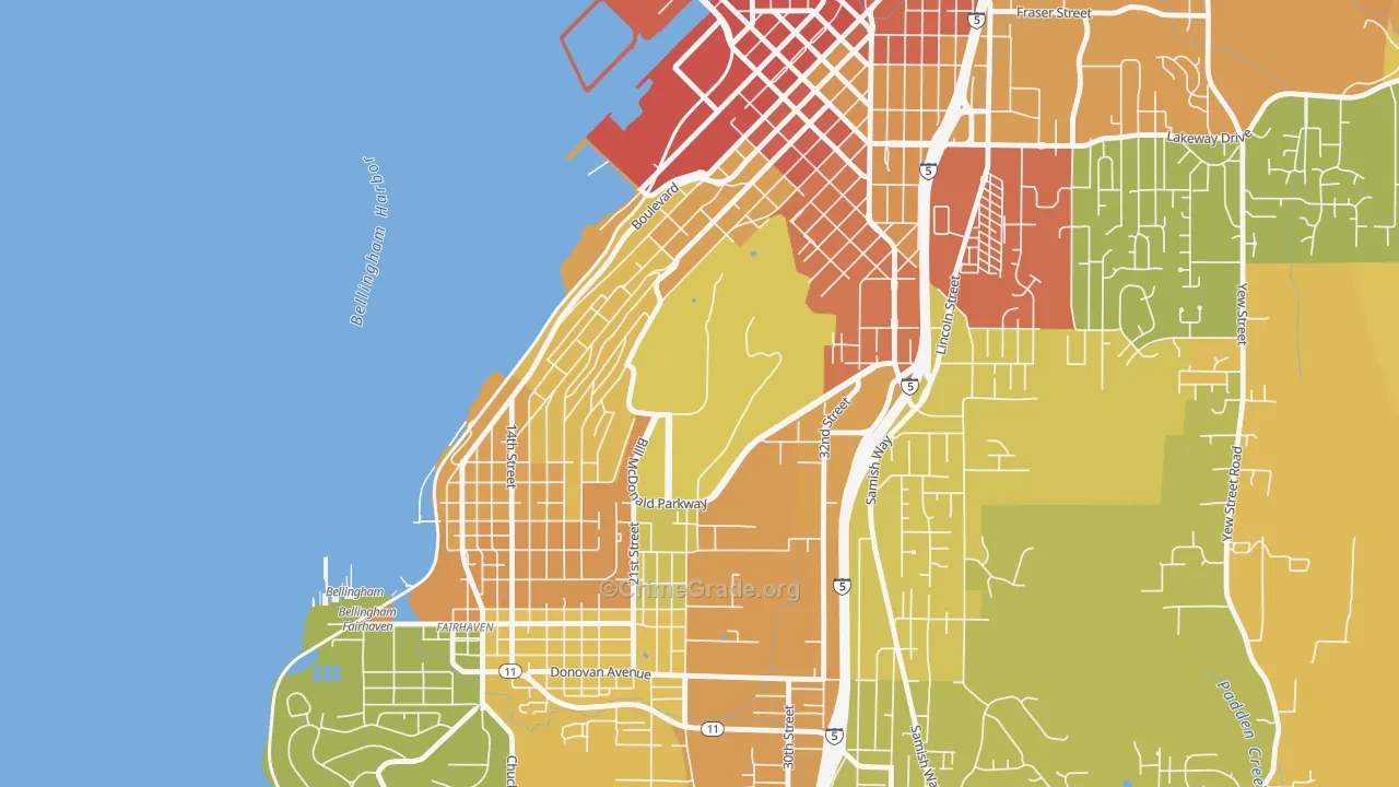 Western Washington University, Bellingham, WA Map of Drug-Related Crime Rates