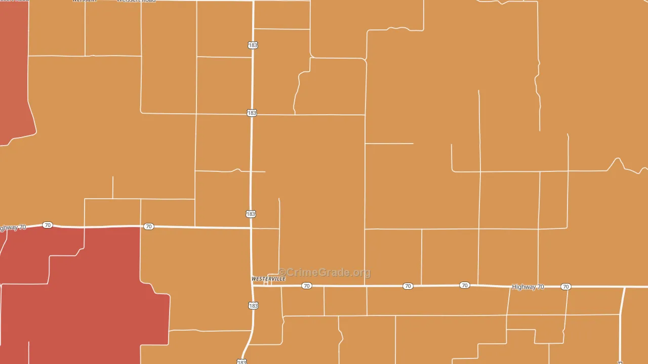 Westerville, NE Map of Drug-Related Crime Rates