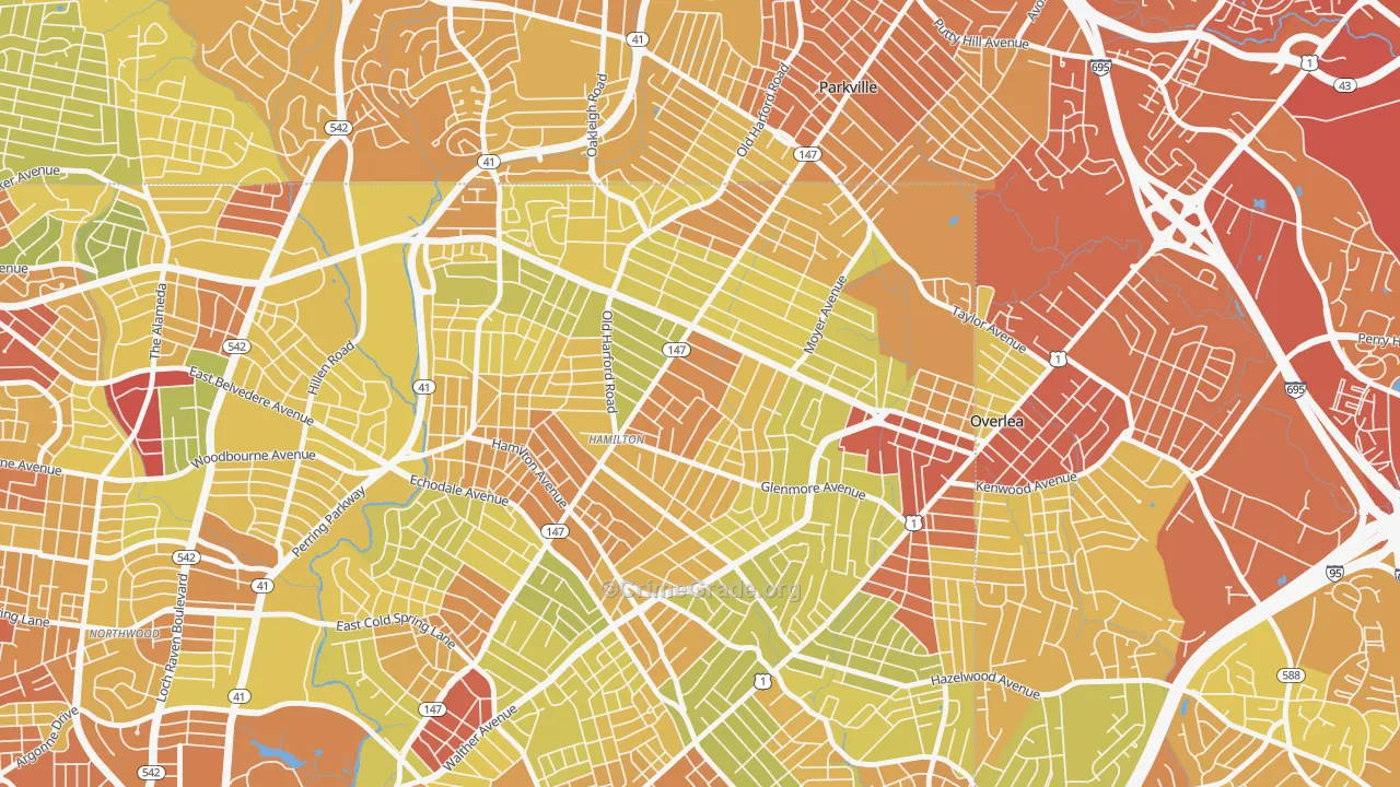 Westfield, Baltimore, MD Map of Drug-Related Crime Rates