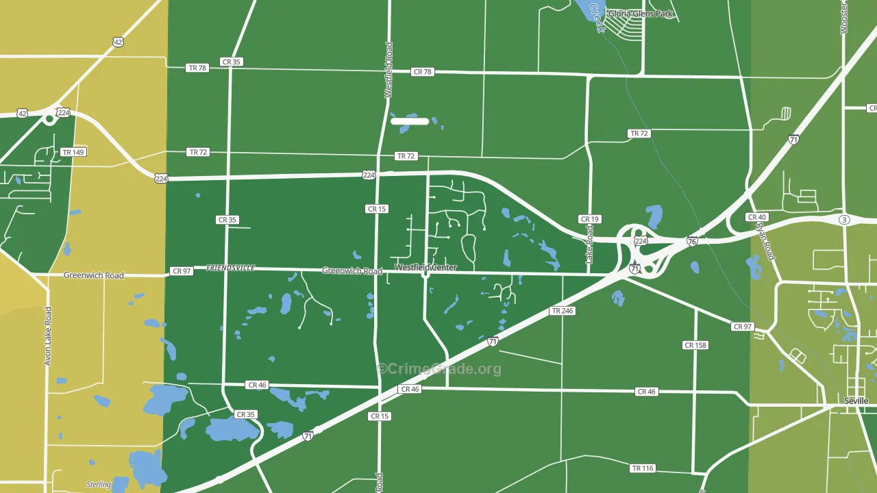 Westfield Center, OH Map of Drug-Related Crime Rates