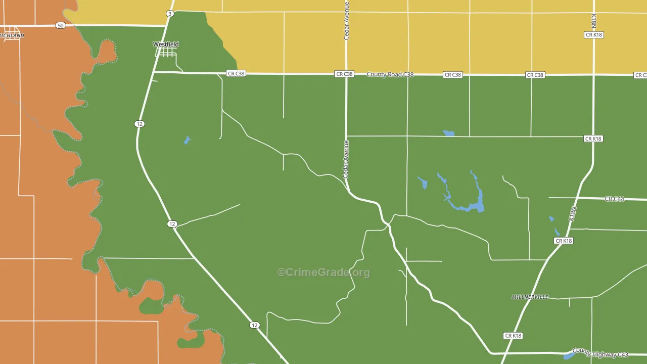 Westfield, IA Map of Drug-Related Crime Rates