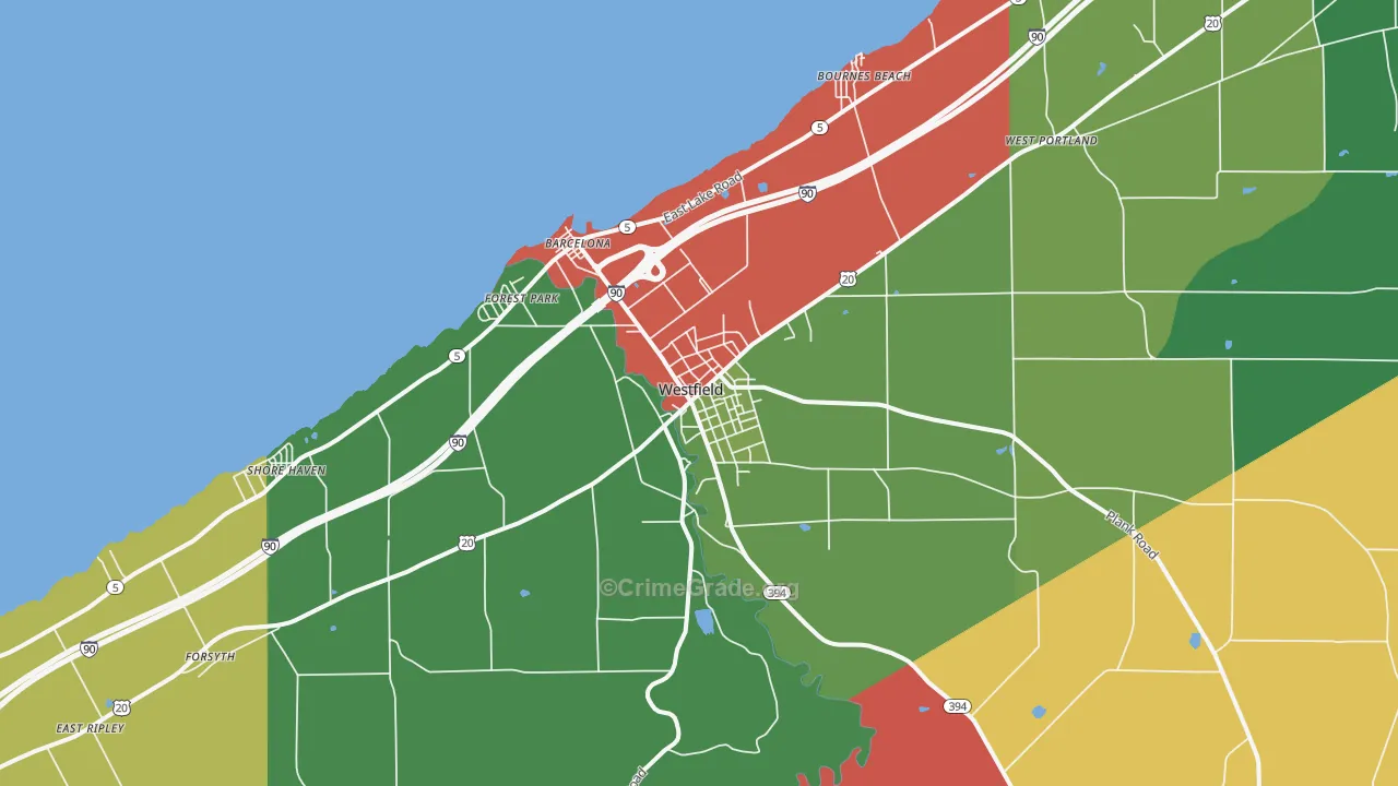 Westfield, NY Map of Drug-Related Crime Rates