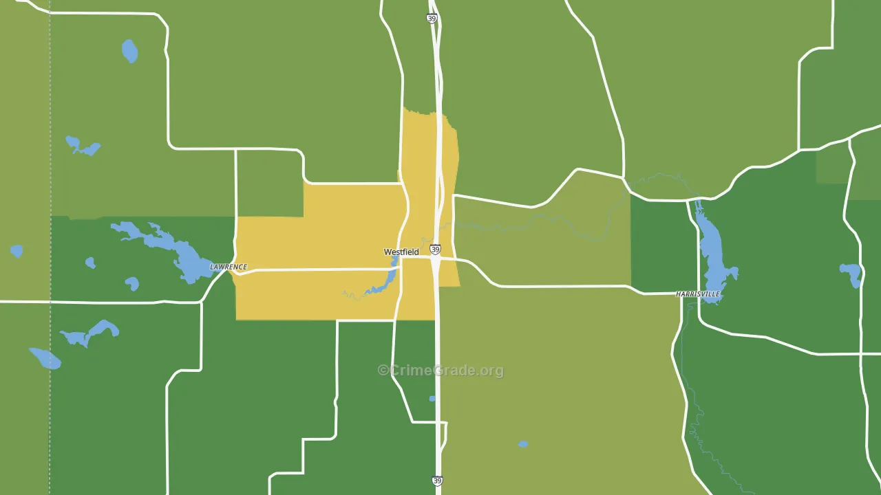 Westfield, WI Map of Drug-Related Crime Rates