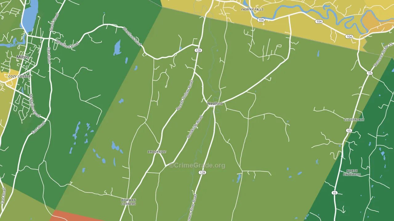 Westford, VT Map of Drug-Related Crime Rates