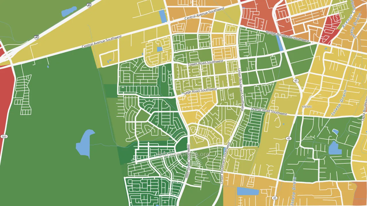 Westgate Hts, Albuquerque, NM Map of Drug-Related Crime Rates