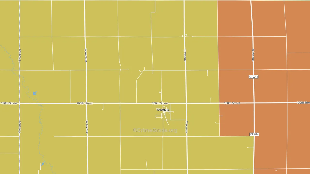 Westgate, IA Map of Drug-Related Crime Rates