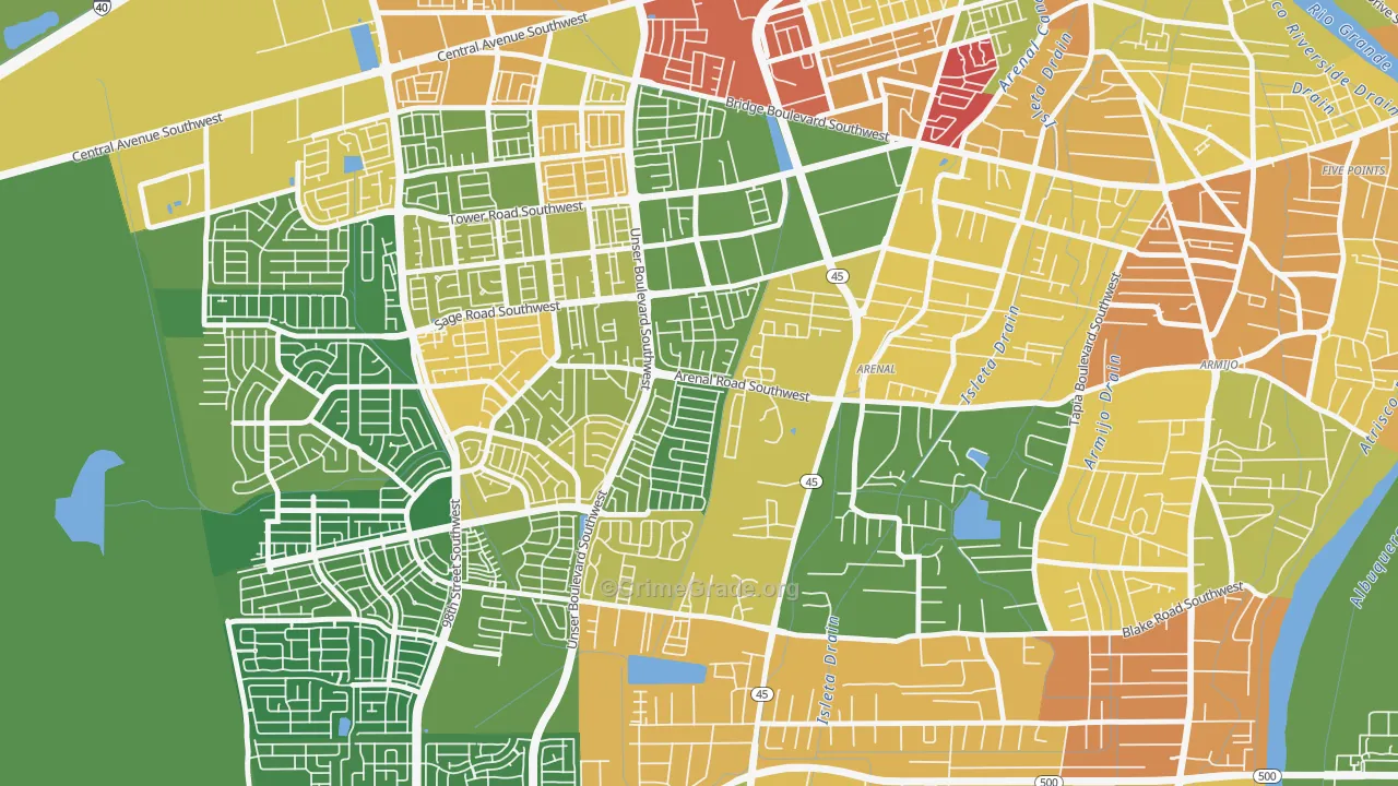 Westgate Vecinos, Albuquerque, NM Map of Drug-Related Crime Rates