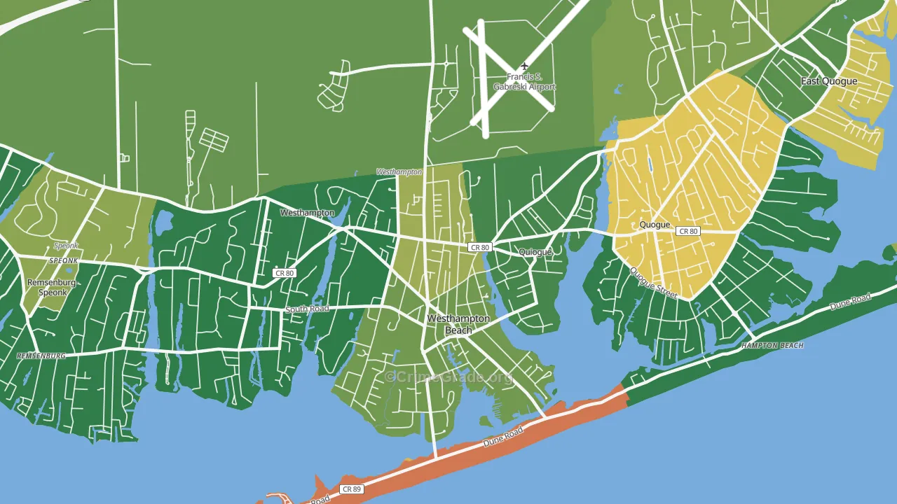 Westhampton Beach, NY Map of Drug-Related Crime Rates