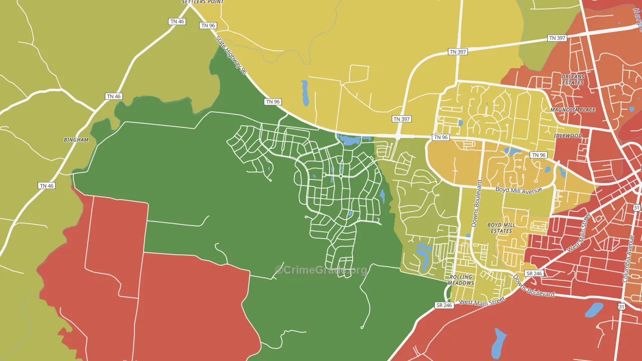 Westhaven, Franklin, TN Map of Drug-Related Crime Rates