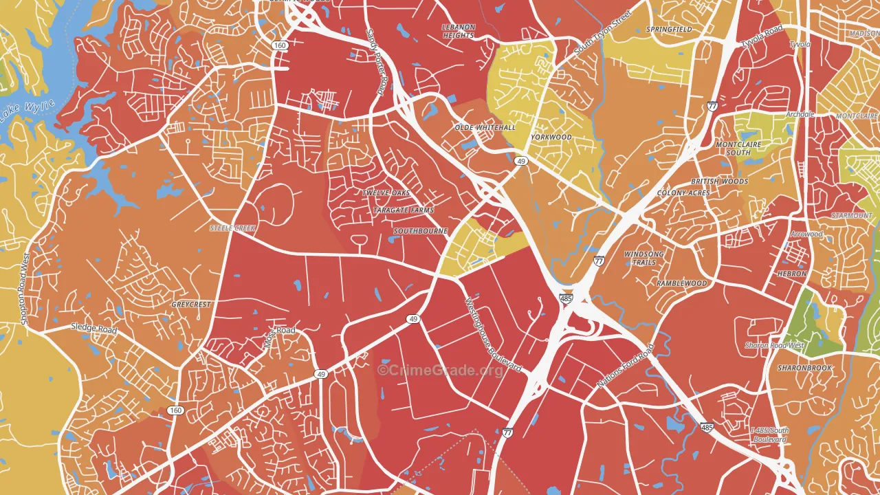 Westinghouse, Charlotte, NC Map of Drug-Related Crime Rates