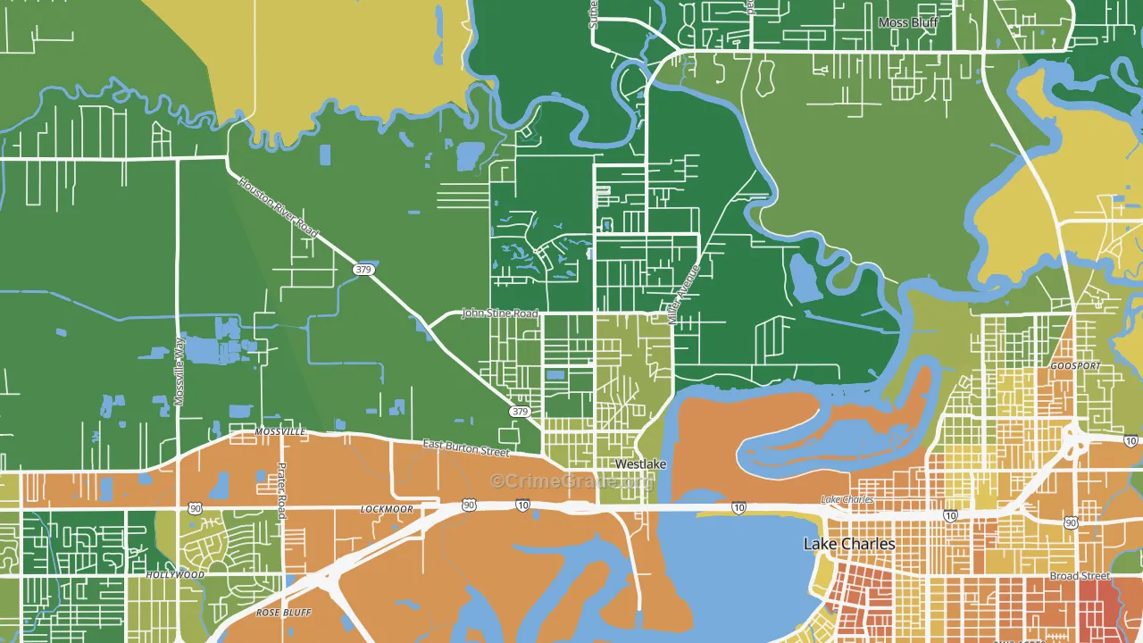 Westlake, LA Map of Drug-Related Crime Rates