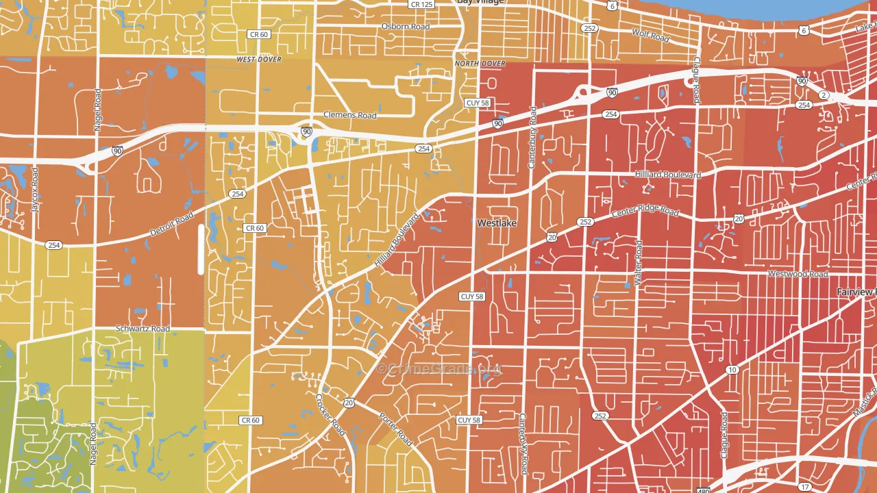 Westlake, OH Map of Drug-Related Crime Rates