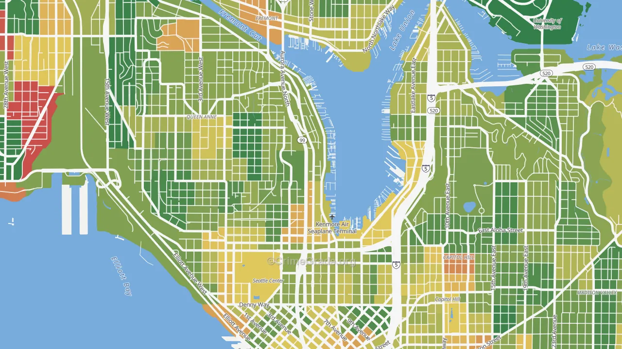 Westlake, Seattle, WA Map of Drug-Related Crime Rates