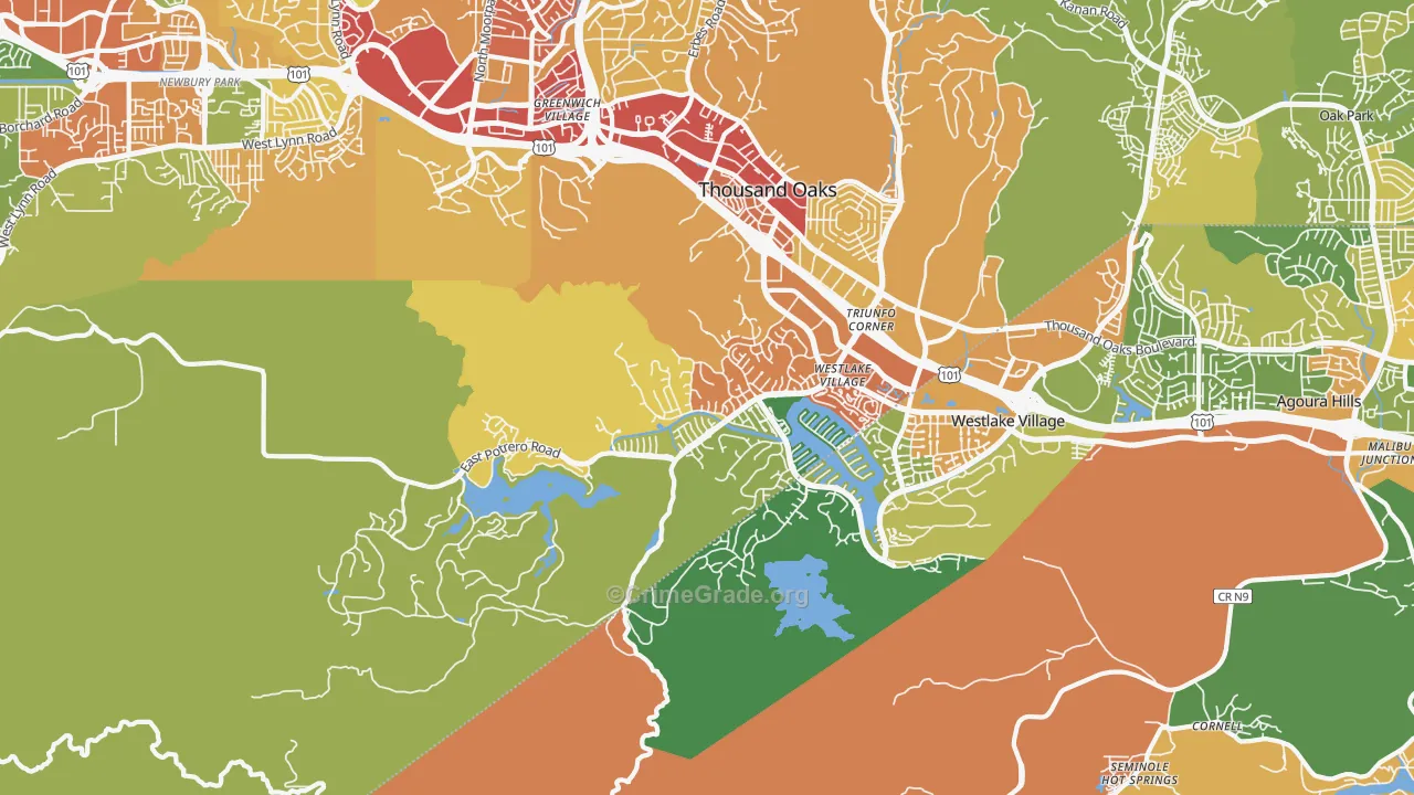Westlake Village Area-Los Angeles, Westlake Village, CA Map of Drug-Related Crime Rates