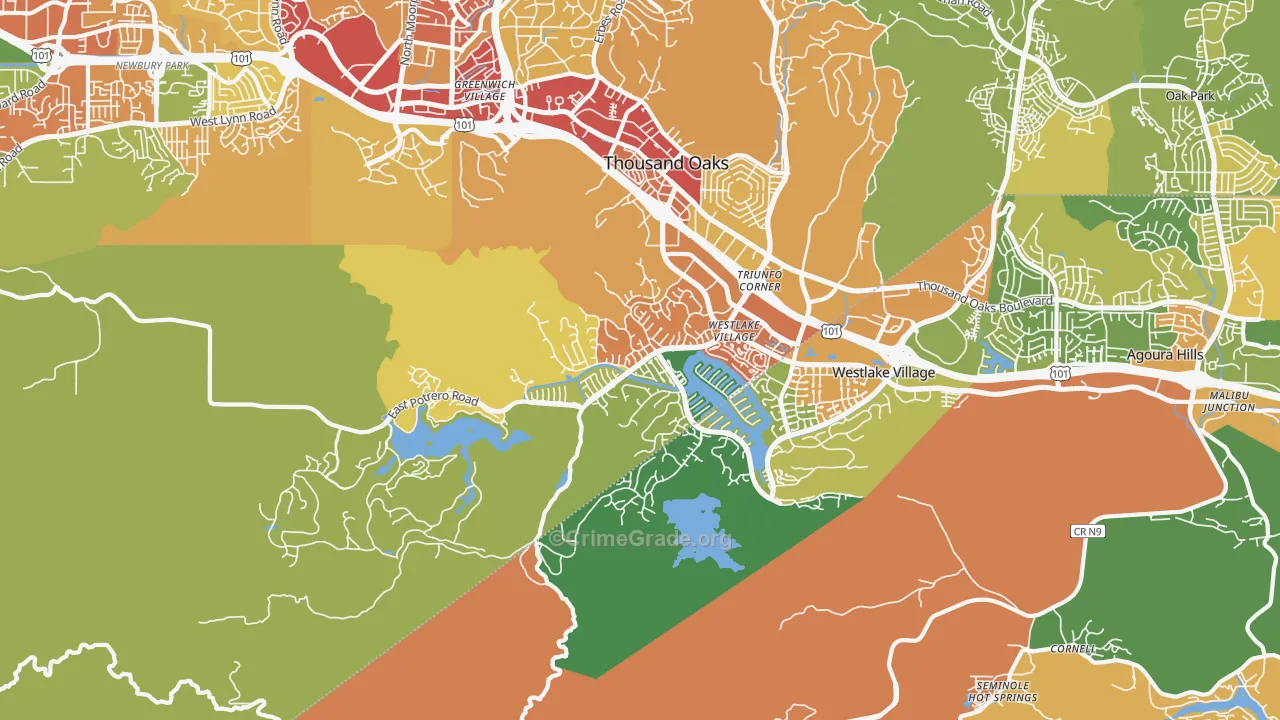 Westlake Village, CA Map of Drug-Related Crime Rates