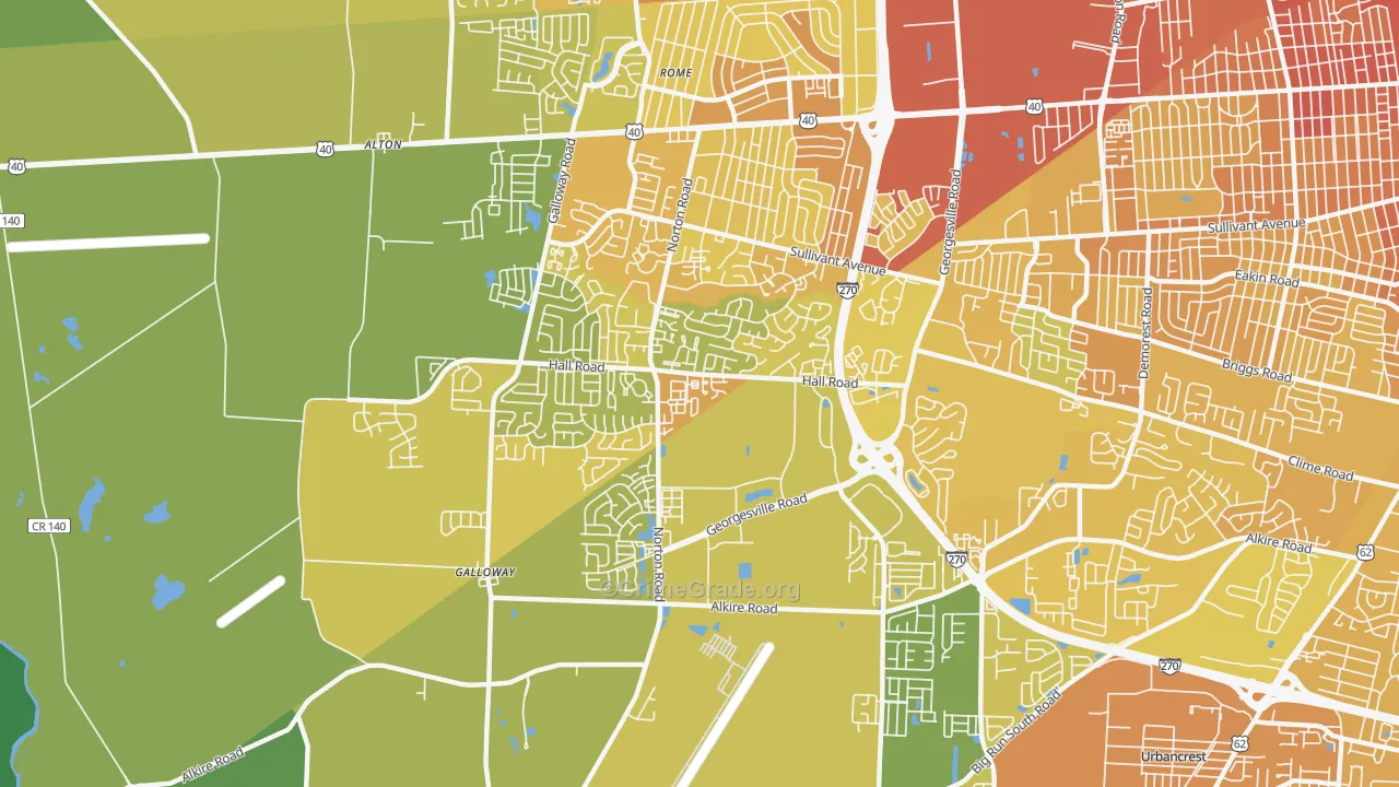 Westland, Galloway, OH Map of Drug-Related Crime Rates