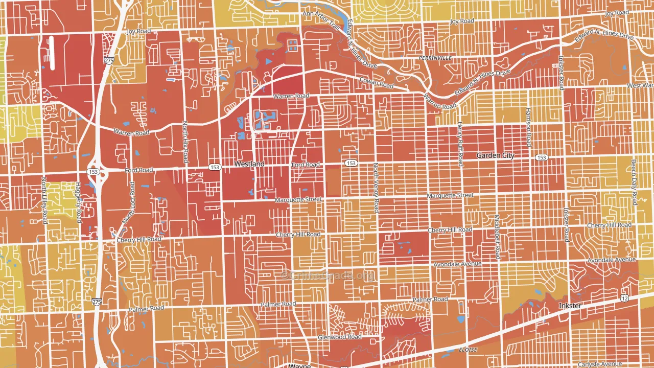 Westland, MI Map of Drug-Related Crime Rates