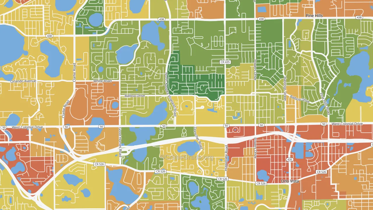 Westland Terrace, Pine Hills, FL Map of Drug-Related Crime Rates