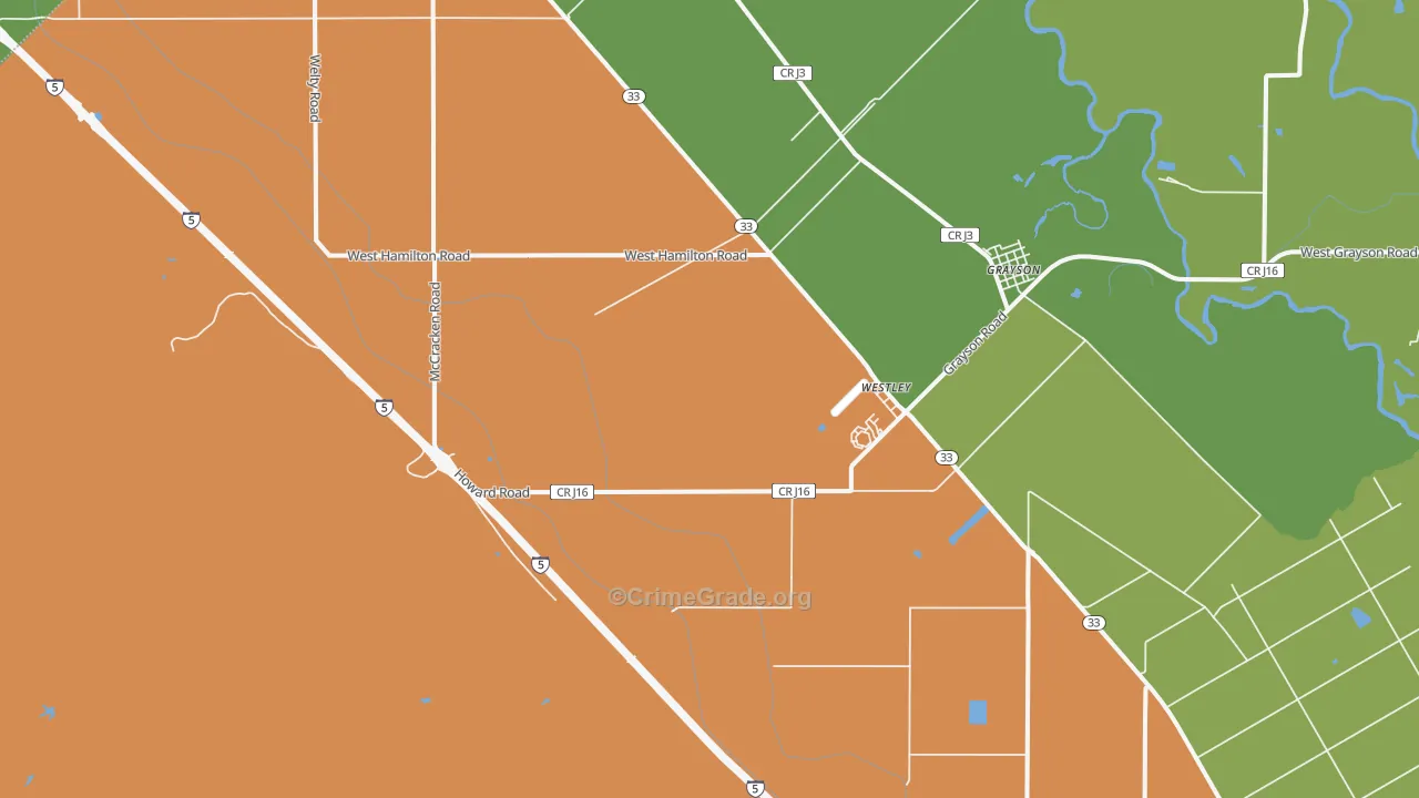Westley, CA Map of Drug-Related Crime Rates