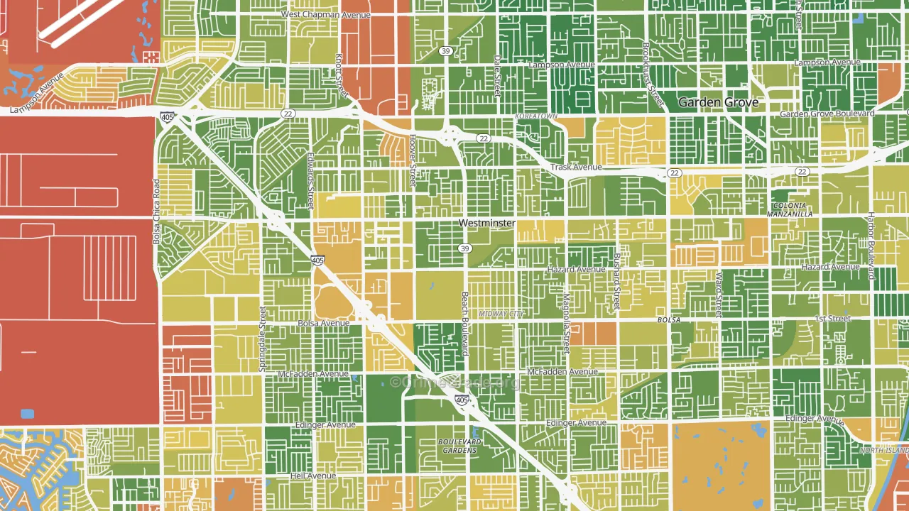 Westminster, CA Map of Drug-Related Crime Rates