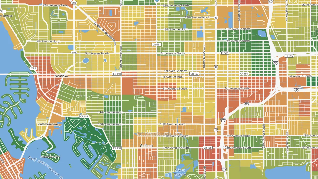 Westminster Heights, St. Petersburg, FL Map of Drug-Related Crime Rates