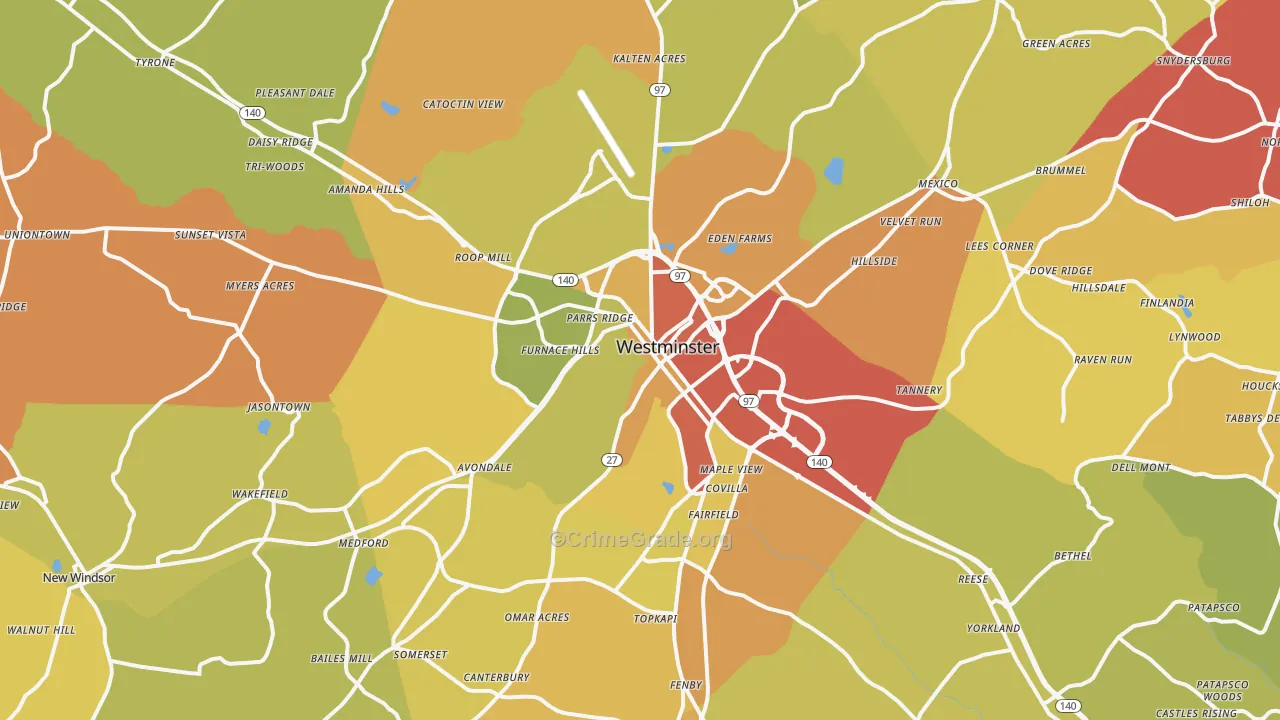 Westminster, MD Map of Drug-Related Crime Rates