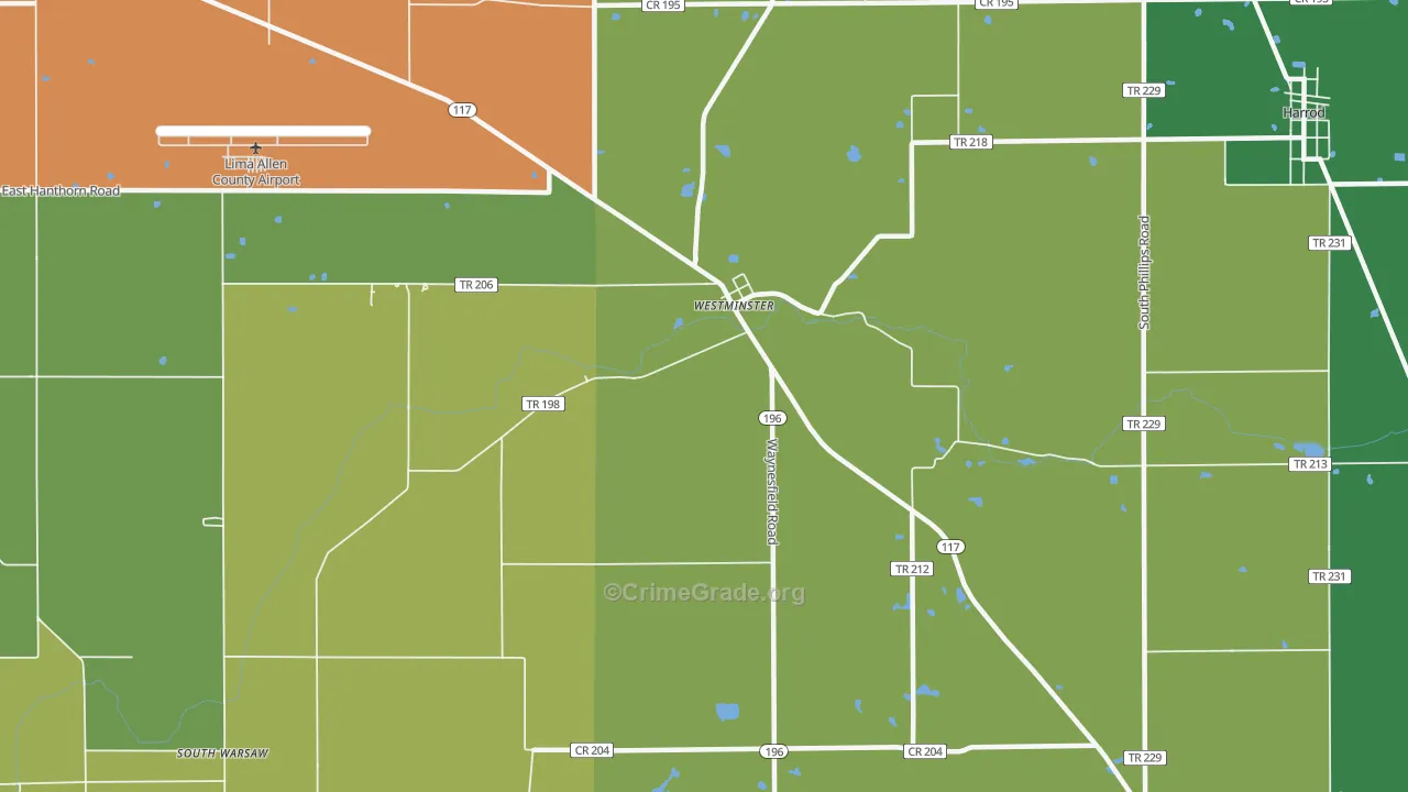 Westminster, OH Map of Drug-Related Crime Rates