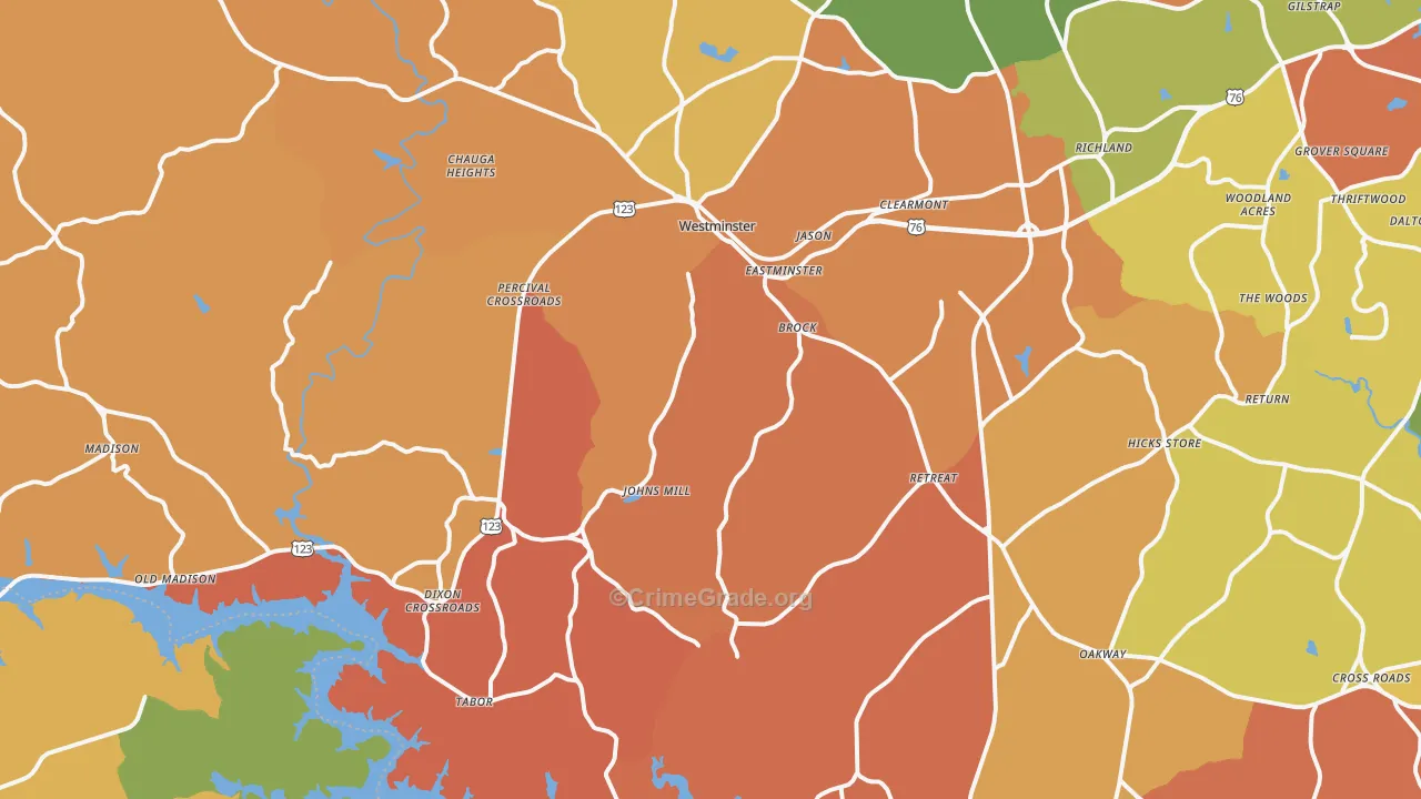 Westminster, SC Map of Drug-Related Crime Rates