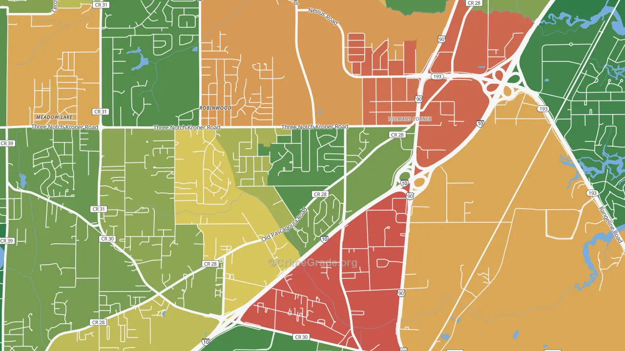 Westmont, Tillmans Corner, AL Map of Drug-Related Crime Rates