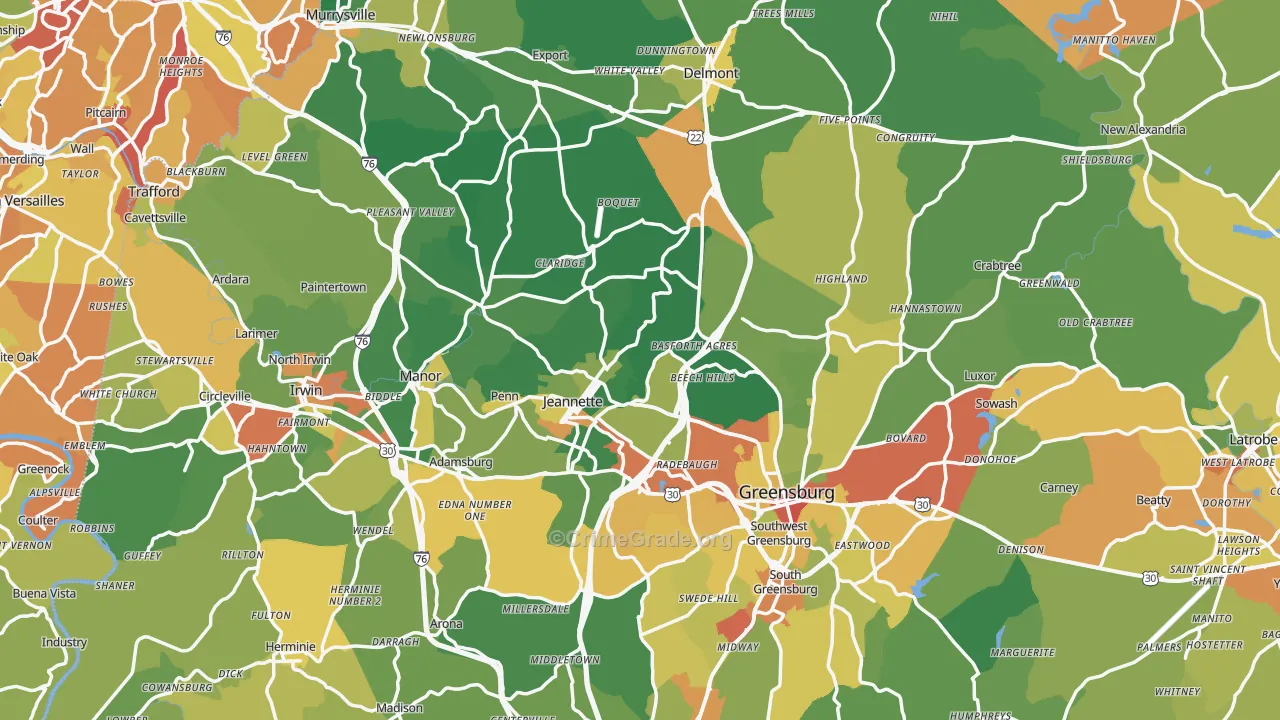 Westmoreland County, PA Map of Drug-Related Crime Rates