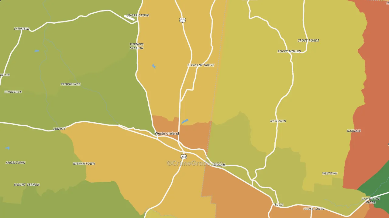 Westmoreland, TN Map of Drug-Related Crime Rates