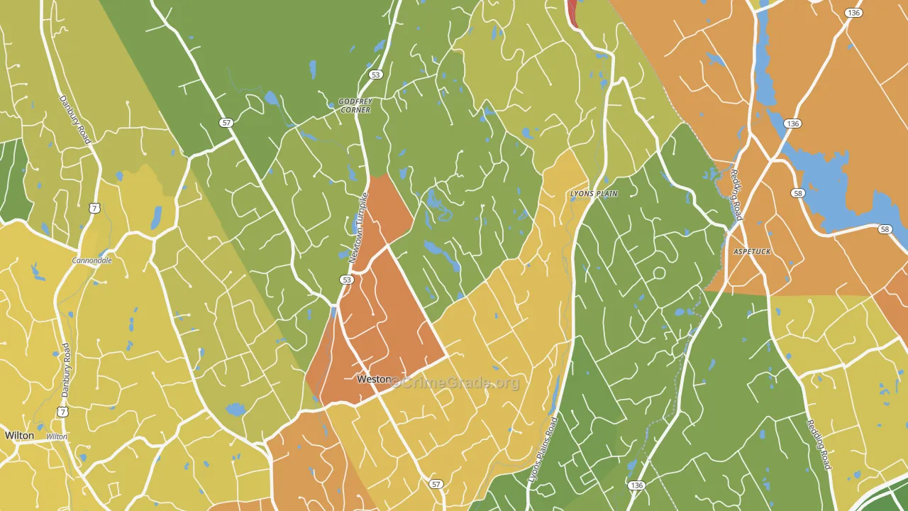 Weston, CT Map of Drug-Related Crime Rates