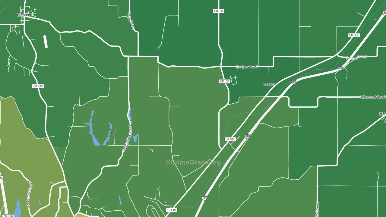 Weston, IA Map of Drug-Related Crime Rates