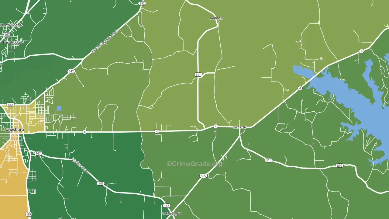 Weston, LA Map of Drug-Related Crime Rates