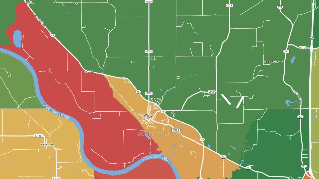 Weston, MO Map of Drug-Related Crime Rates