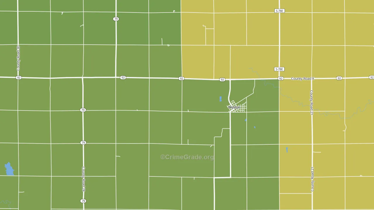 Weston, NE Map of Drug-Related Crime Rates
