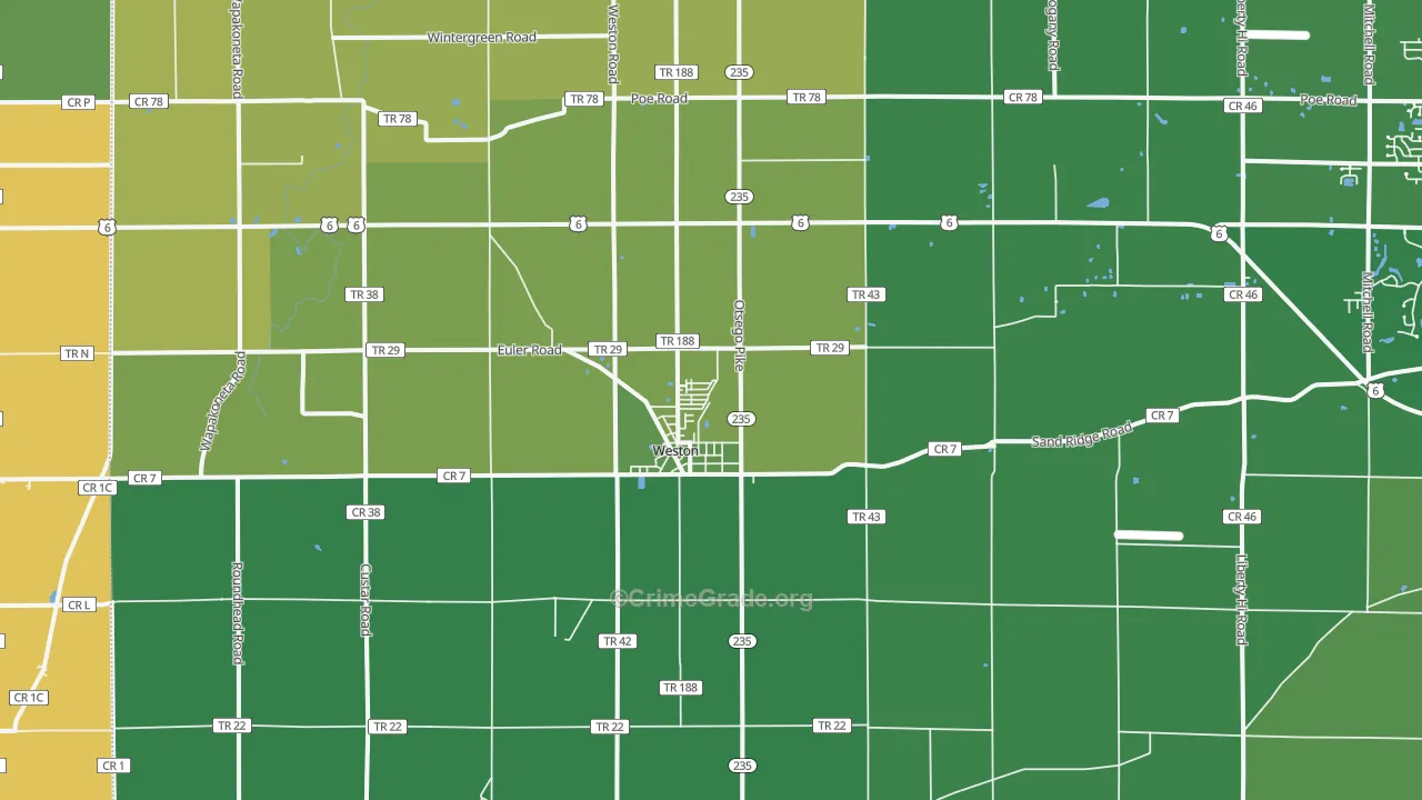 Weston, OH Map of Drug-Related Crime Rates