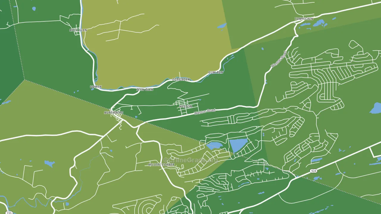 Weston, PA Map of Drug-Related Crime Rates