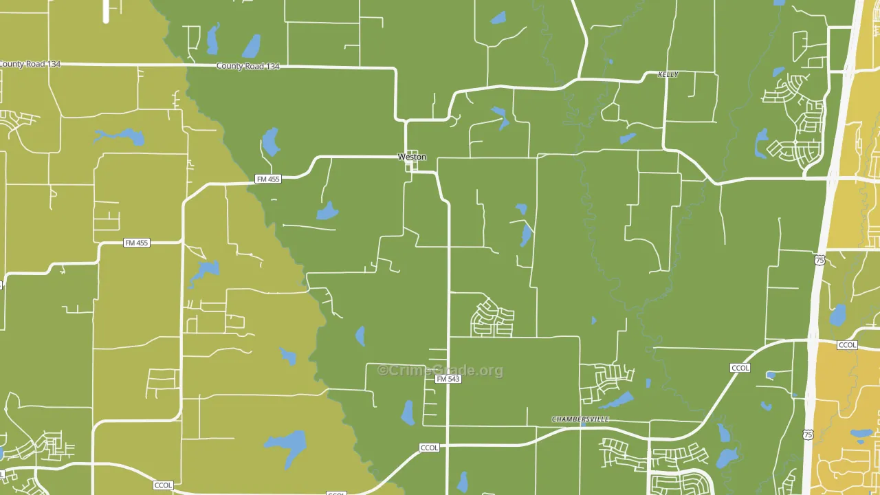 Weston, TX Map of Drug-Related Crime Rates