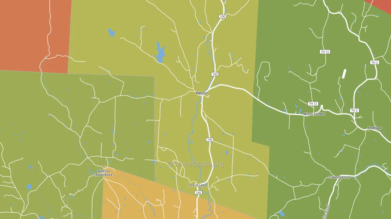 Weston, VT Map of Drug-Related Crime Rates
