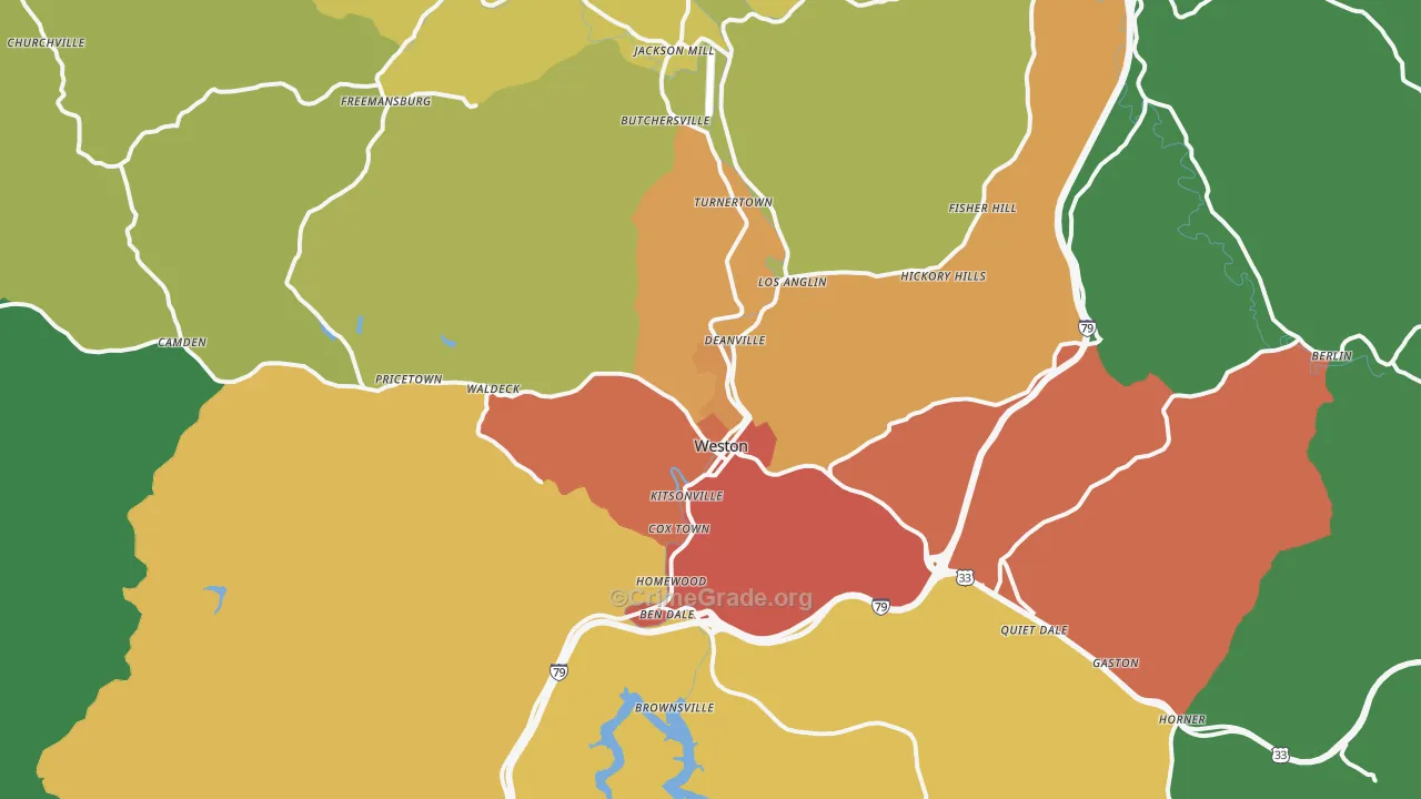 Weston, WV Map of Drug-Related Crime Rates