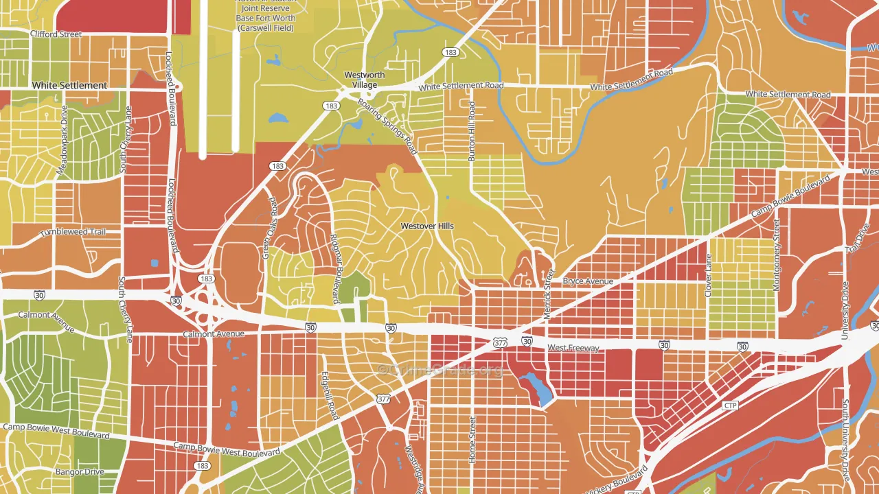 Westover Hills, TX Map of Drug-Related Crime Rates