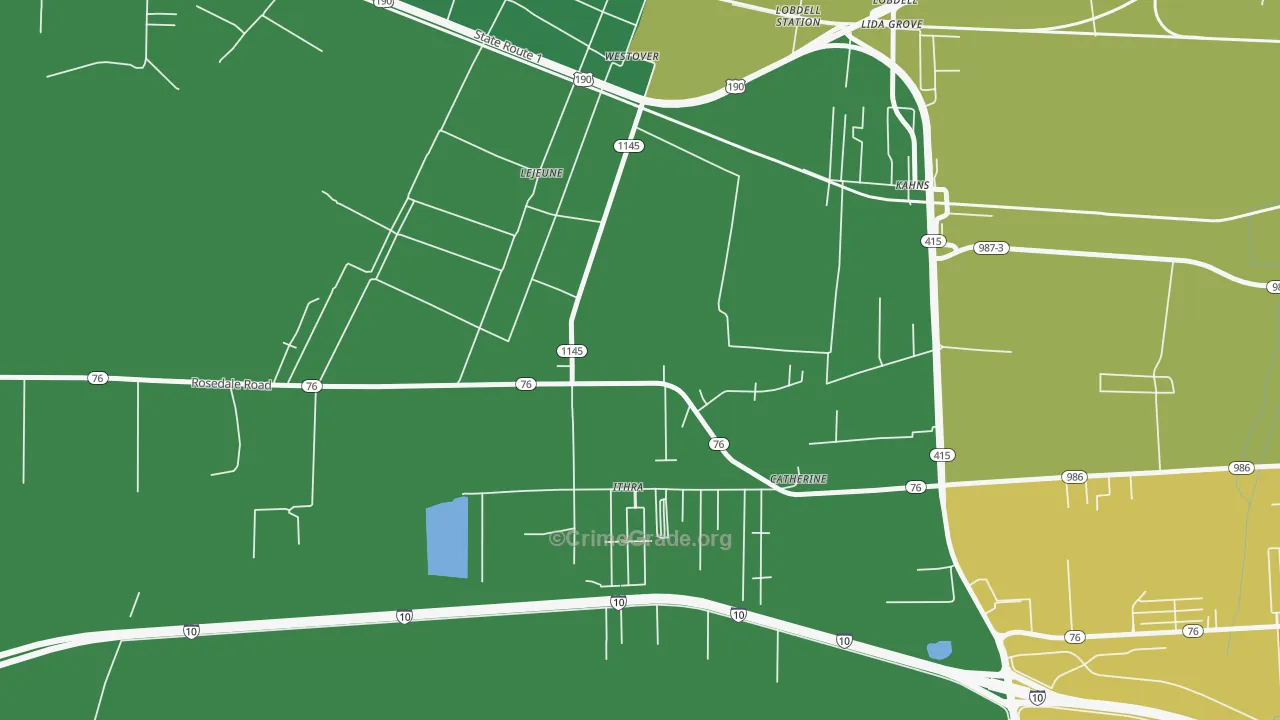 Westover, LA Map of Drug-Related Crime Rates