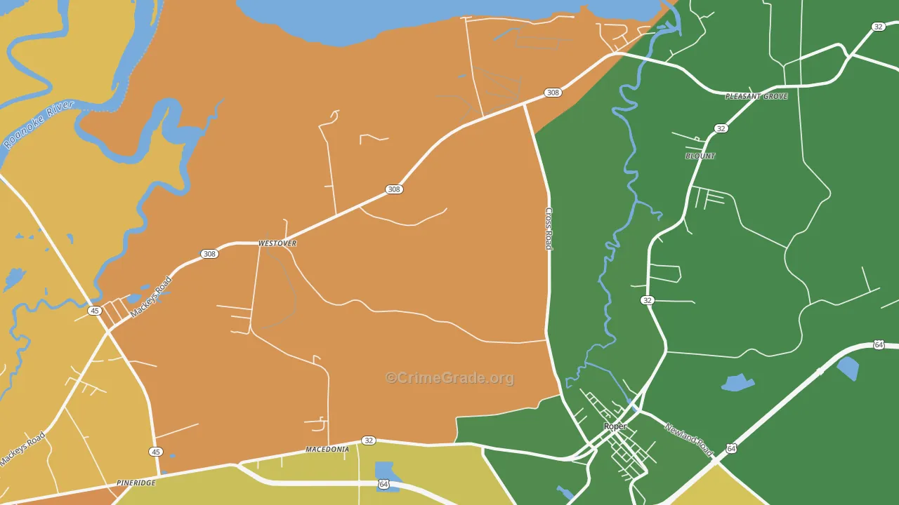 Westover, NC Map of Drug-Related Crime Rates